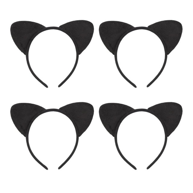 Diademas con orejas de gato para niña de tela de felpa negro Sunnimix