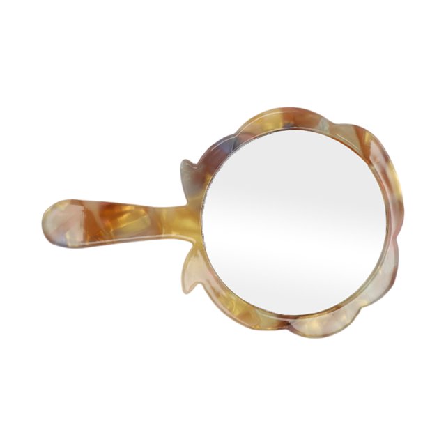1 Pc Espejo de Mano en Forma de Rosa para Negocios, Viajes, Gimnasio, Salón de Belleza, Espejo de Acetato y Aluminio, Color Variado