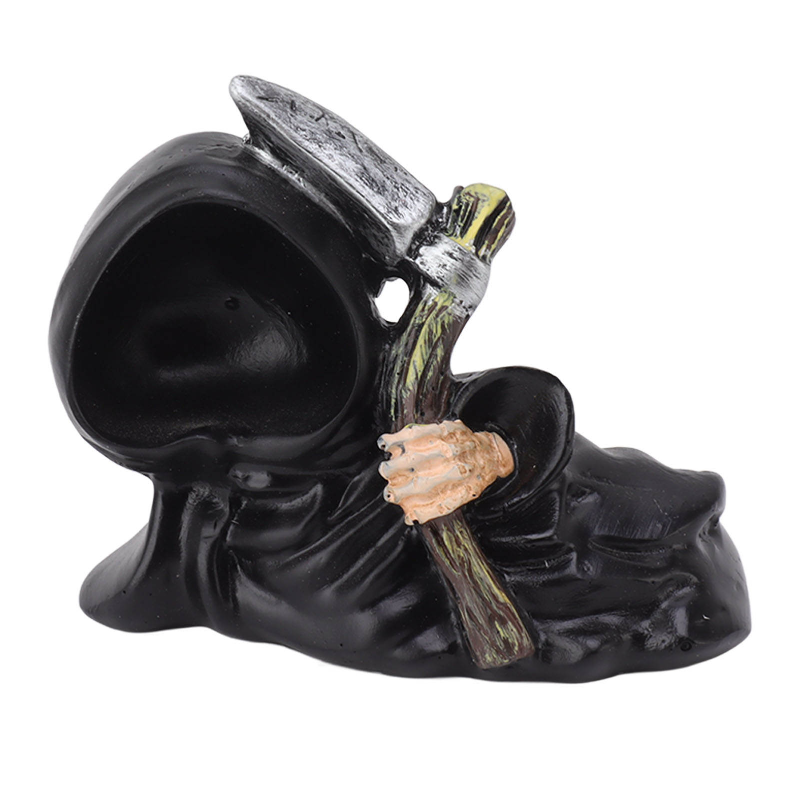 Figurine Gothique Faucheur Avec Boule Lumineuse - Décoration Halloween, étagère - Résine, 15 X 10 Cm