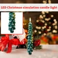 thumbnail image 4 of 1 Pack 5 Inch Christmas Tree Flameless Taper Candles, Christmas LED Taper Candles with 3D Flame, Green LED Candlesticks for Christmas Home Decoration, 4 of 6