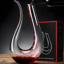 Baalaka Wine Decanter, Hand Blown Lead-Free Crystal Glass Red Wine Decanter, 45oz U-Shape Wine Decanter, Wine Decanter with Aerator for Women and Men, Wine Gifts for Christmas, Birthdays
