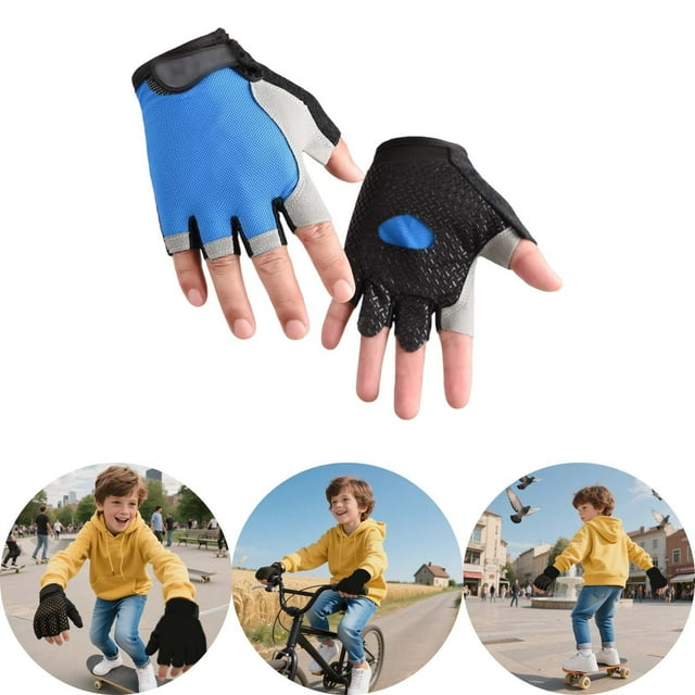 Kids Outdoor Sports Gloves for Children - Half Finger Cycling Gloves for Activities and Exercise for Riding Climbing and Playing