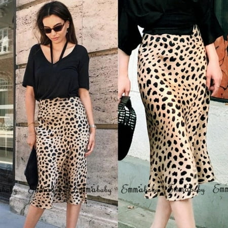 Women Stretch Pencil Skirt High Waist Skirts Leopard Print Short Mini