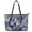 Blue Tribal Floral Pattern, variant on POLERO PU Leather Handbag with Zippered Large Capacity Satchel Purse for Daily Use, Cow Print Sunflower Women's Saddle Bag