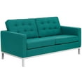 thumbnail image 1 of Modway Loft Upholstered Fabric Mid-Century Modern Loveseat In Teal, 1 of 2