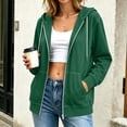 thumbnail image 2 of Womens Long Sleeve Zip Up Hoodies Plus Size Drawstring Comfy Tunic Sweatshirt Casual Lightweight Fall Jackets with Pockets, 2 of 8