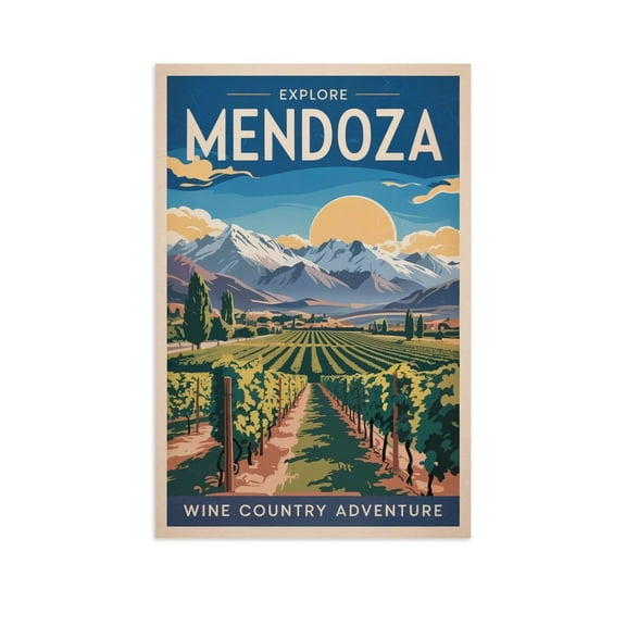 Retro Mendoza Poster Vintage Argentina Tourism Art for Wine Lovers Canvas Poster