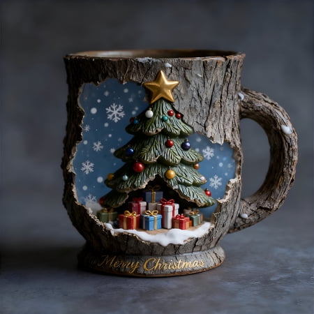 ACDANC 2026 New Christmas Crack Ceramic Mug - Magical Forest Crackle Finish Festive Mug for Hot Cocoa Coffee Tea,Microwave & Dishwasher Safe for Christmas Gatherings,Friends,Family,Indoor Xmas Decor