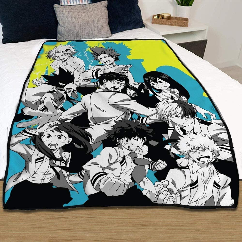 My Hero Academia Chibi Blanket Blue Yellow 46 X60 Feat Bakugo Todoroki Shoto Deku Isuku And More Mha Travel Throw Anime Plush Blanket Officially Licensed Walmart Com