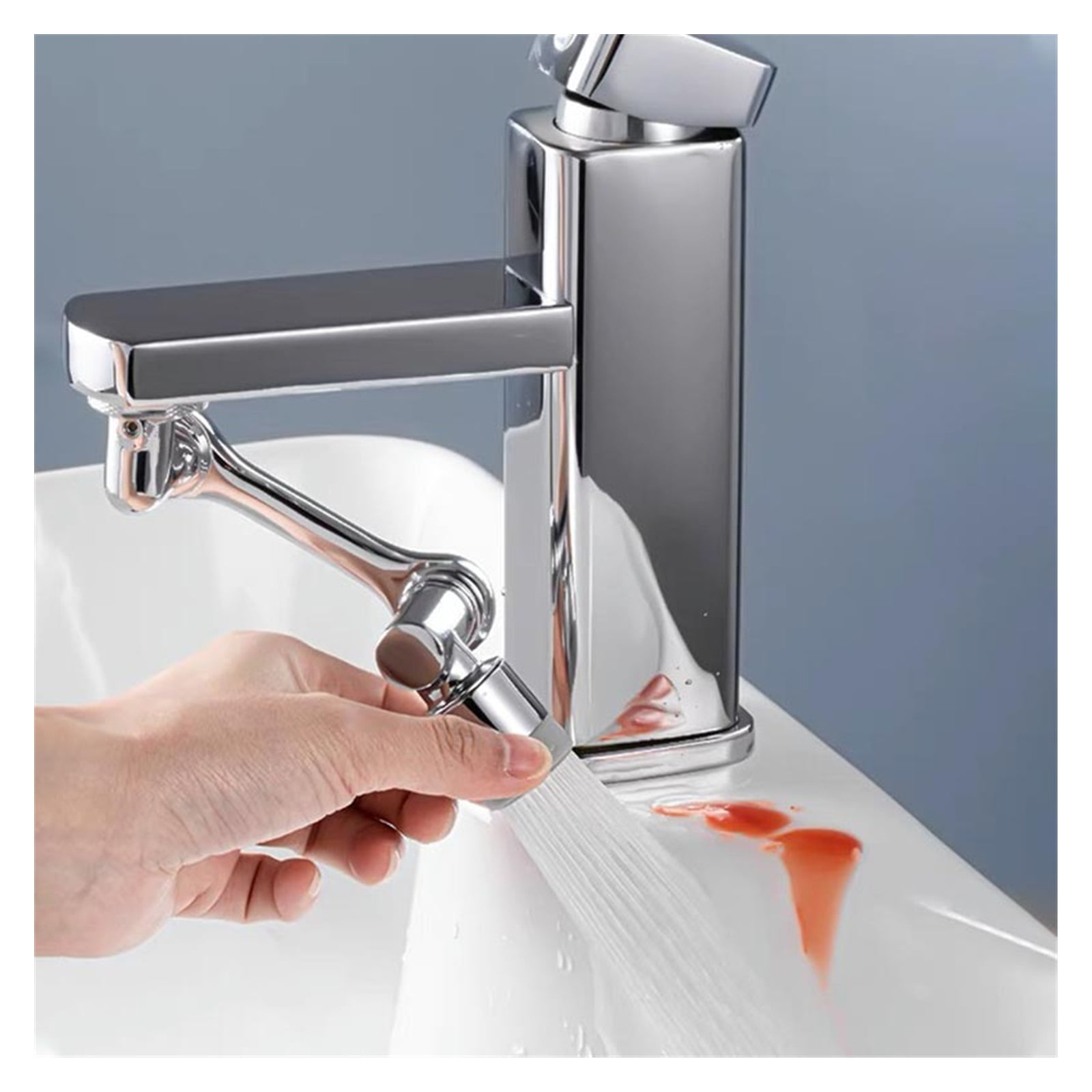 1080° Universal Faucet Extender Rotatable Lifting Robotic Arm Kitchen Bathroom All Copper Basin Splash Spout Extension Aerator ,Water Saving