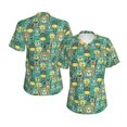 thumbnail image 3 of Yiaed Animals with Leaf Print Women's T Shirt V-Neck Short Sleeve Shirt Casual Breathable Tee Summer Tops-Small, 3 of 5