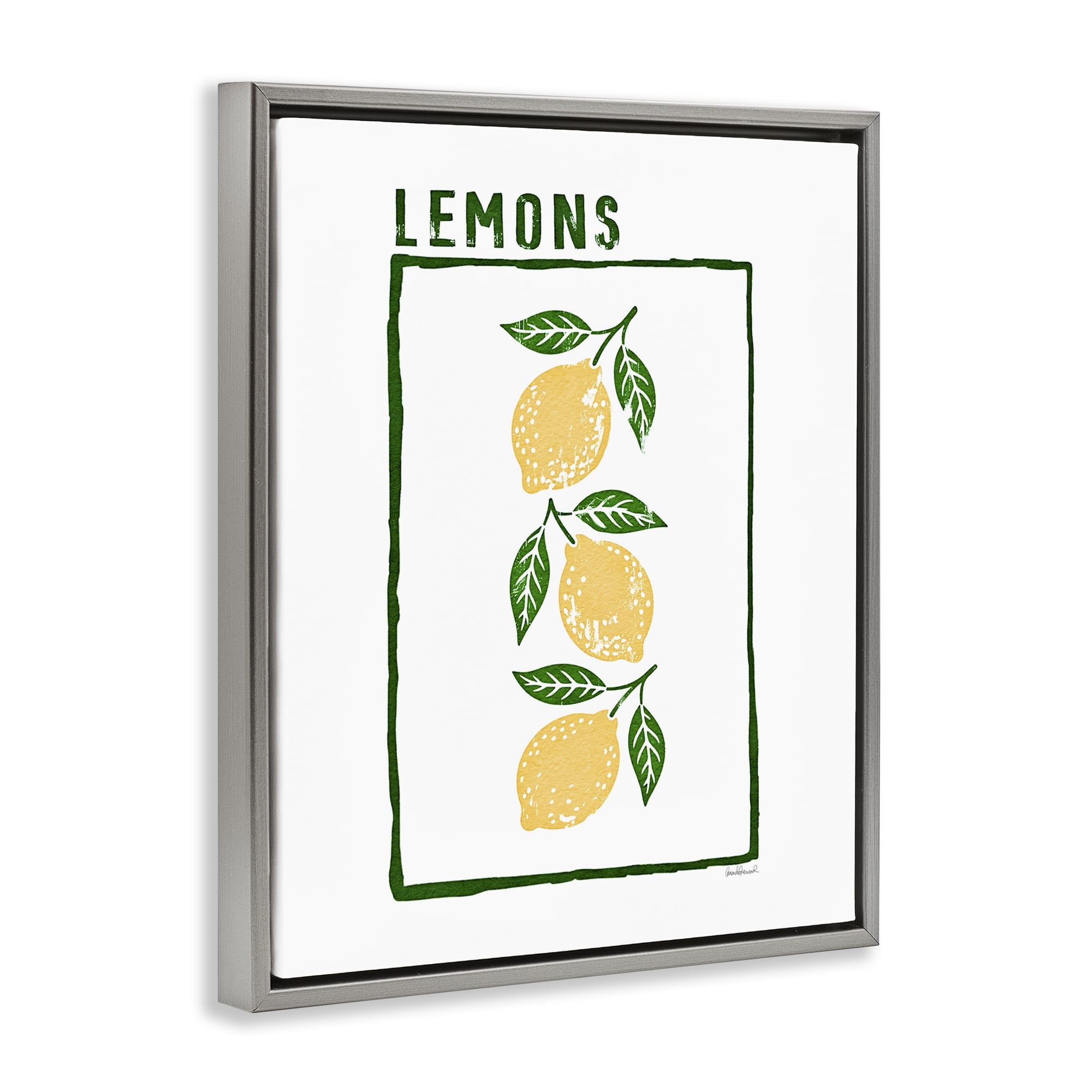 Stupell Industries Tasty Summer Lemons Gray Framed Floater Canvas Wall Art, design by Amanda Greenwood