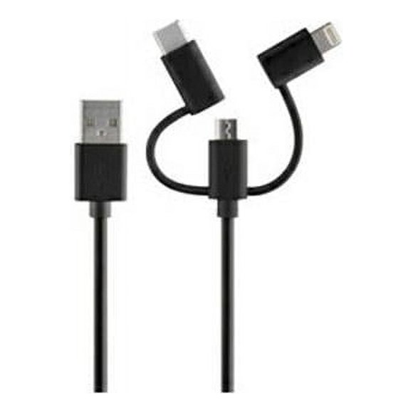 Rove RV06551 4 ft. USB to USB-C TM Lightning R & Micro Charge & Sync Cable Black