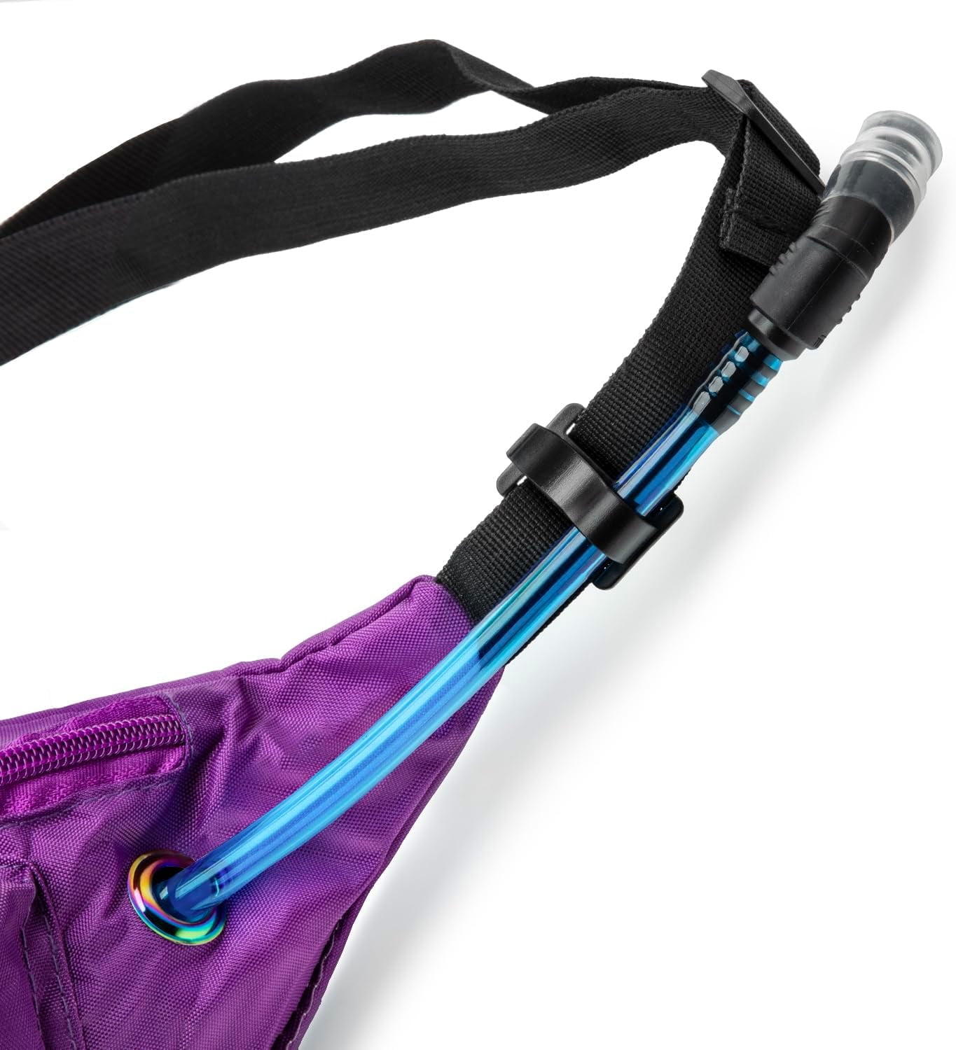 Hydration Fanny Pack with Bladder, 17oz BPA-Free, Hands-Free Design, Secure Pockets, Ideal for Athletic Outdoor Activities, Travel and More - Purple