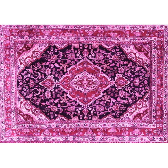 Ahgly Company Indoor Rectangle Medallion Pink Traditional Area Rugs, 5' x 8'