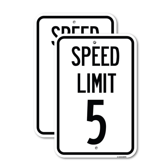 (2 Pack) Speed Regulation Sign Speed Limit 5 Mph | 12" X 18" Heavy-Gauge Aluminum Sign | Rust Free Aluminum, Weather Resistant, Waterproof, Fade Resistant, 2 Pre-drilled Holes