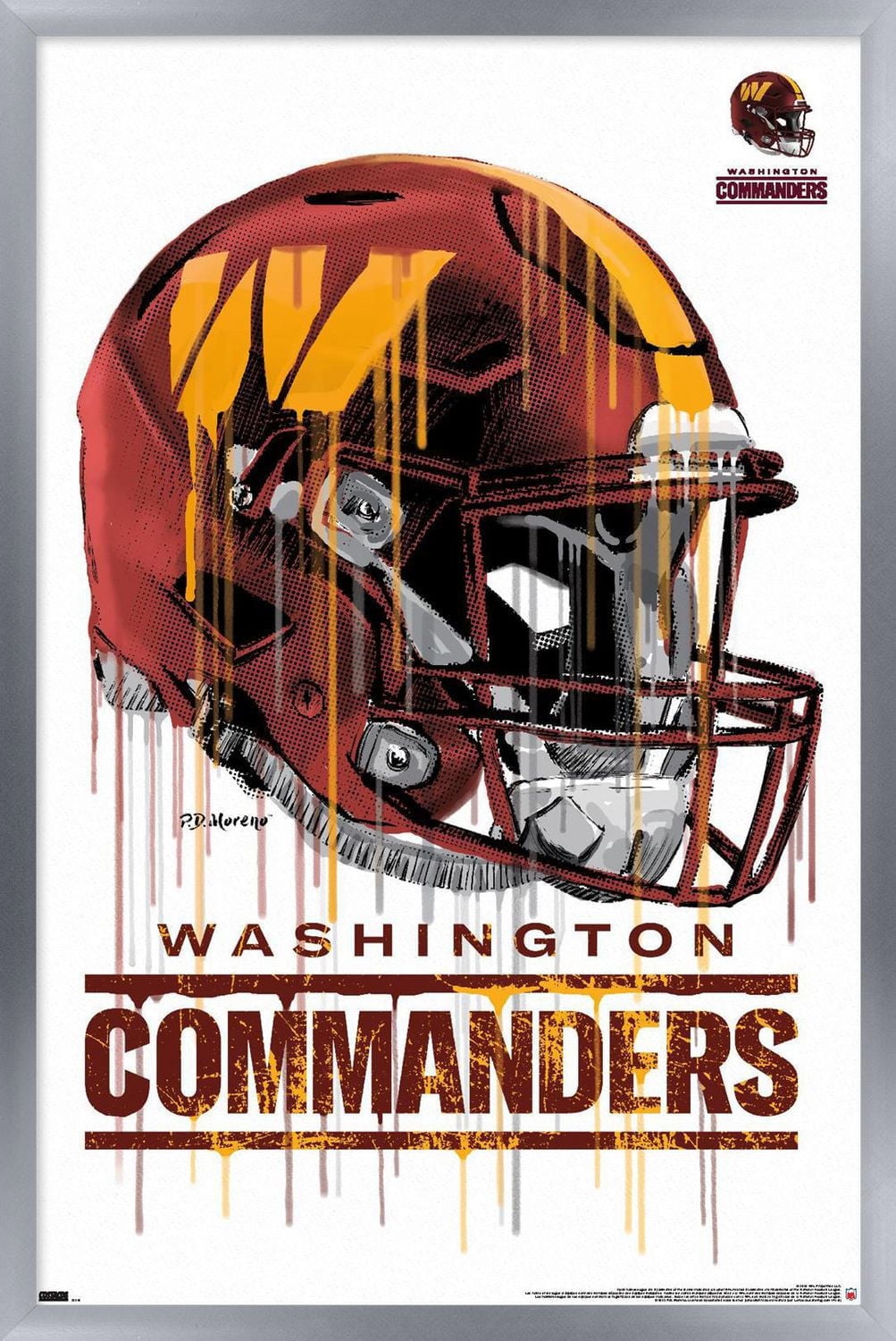 NFL Washington Commanders - Drip Helmet 22 Wall Poster, 14.725" x 22.375" Framed