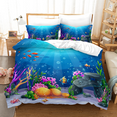 thumbnail image 2 of Fish Duvet Cover Set Ocean Bedding Sets 3D Printed Underwater World with Gold Co, 2 of 6