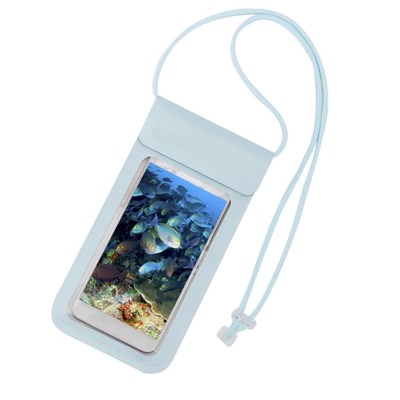 Riousery Premium Waterproof Phone Bag Pouch Universal TPU Underwater Case with Hanging Rope for Floating Swimming Boating Diving, Fits Devices up to 6.4 inches / 16.3 cm, Clear Black