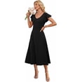 thumbnail image 3 of Summer Dresses for Women 2025 Midi Maxi Dress Elegant Classy Ruffle Sleeve Tie Back Scoop Neck, 3 of 8