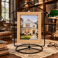 thumbnail image 2 of Black House-Shaped Hanging Photo Picture Frame and Metal Ornament Stand 8.7 Inches, 2 of 7