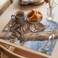thumbnail image 3 of Sleeping Cat Christmas Placemats Set of 2 Branches Pine Cone Snowy Place Mats Indoor Wipeable Table Mats Washable Cloth Dining Table Placemats for Kitchen Holiday Party Home Decor 13x19 Inch, 3 of 9