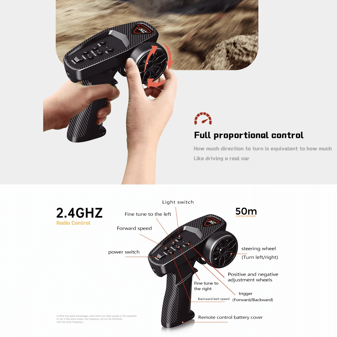 1/24 Scale RC Van, 2.4GHz 2WD Full-Scale Rear-Wheel Drive Delica RC Drift Car with 6km/h High Speed, Front Lights, USB Rechargeable Remote Control Crawler for Adults