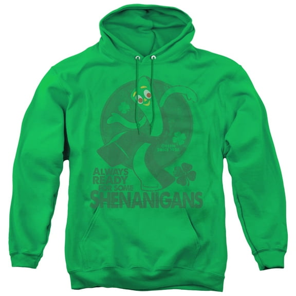 Gumby More Shenanigans Adult Pullover Hoodie Sweatshirt Kelly Green