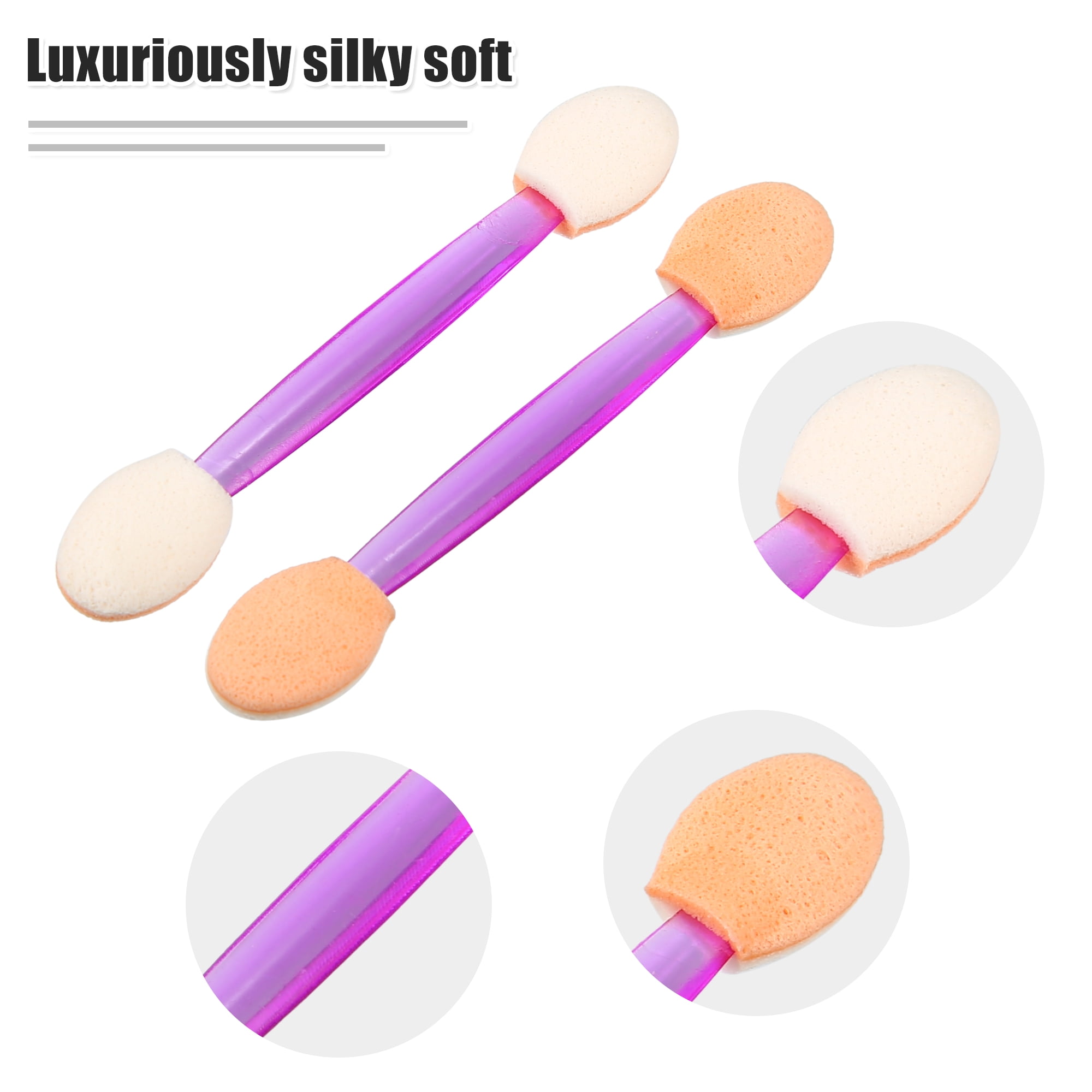 Unique Bargains 25 Pcs Dual Sides Eye Shadow Sponge Applicators with Container Purple