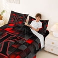 thumbnail image 3 of Erosebridal Girls Boys Neon Lights Futuristic Cubes Bed Sheets 4pcs,K Letter Monogrammed Black Red King Sheets For Kids Teens, 3 of 5
