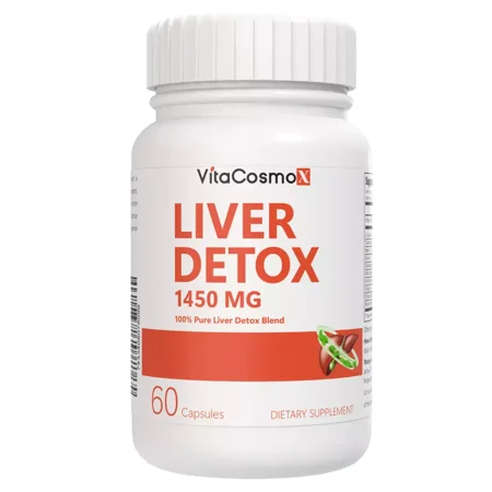 VitaCosmoX Liver Cleanse Supplement Support Liver & Body Detox Milk Thistle Artichoke Extract Dandelion Root, 25+ Herbs 60 Capsules