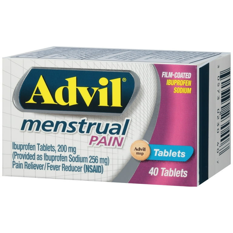 Advil Menstrual (40 Count) Pain Reliever / Fever Reducer Tablet, 200mg  Ibuprofen Sodium, Menstrual Cramps, Temporary Pain Relief 