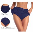 thumbnail image 3 of TOWED22 Swim Shorts Women Women's Swim Skirt High Waisted Bathing Suit Skirt Bikini Bottoms For Women Swim Shorts For Women,Dark Blue, 3 of 5