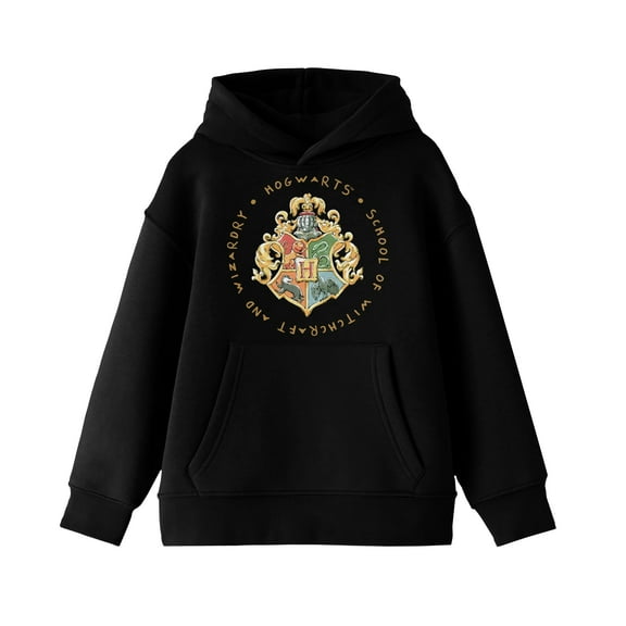 Harry Potter Hogwarts School Crest Boy's Black Sweatshirt-Medium