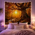 thumbnail image 2 of Sunlit Ancient Tree in Autumn Forest Stream, Serene Digital Art for Nature Lovers, Scenic Forest Art, Thanksgiving Gift, Tapestry Wall Hanging for Living Room and Bedroom, 2 of 7