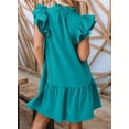 thumbnail image 2 of Yesfashion Womens Summer Dresses 2025 V Neck Ruffle Cap Short Sleeve Mini Dress Casual Flowy Pleated A Line Sundress, 2 of 6