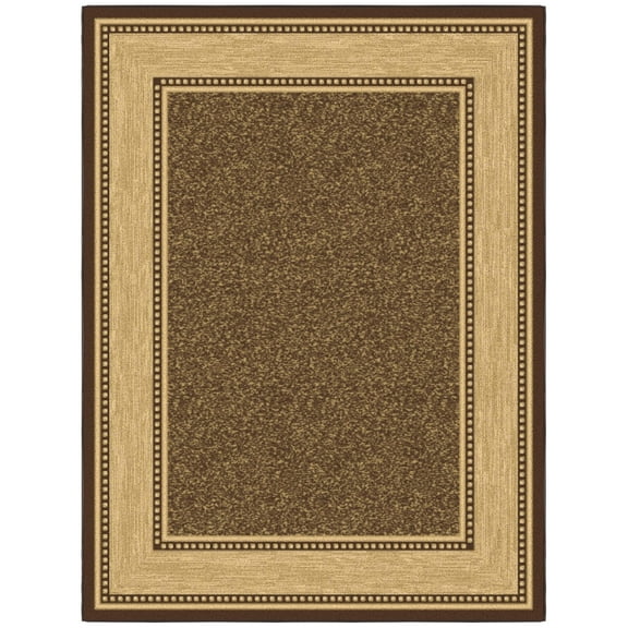 Ottomanson Border Area Rug 5' x 6'6" - Non Slip Low Pile Carpet, Brown