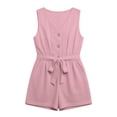 thumbnail image 4 of cfhntfmh Womens Rompers for Summer V Neck Button down Dressy Sleeveless Jumpsuits Casual Tie Waist Shorts with Pockets, 4 of 7