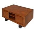 thumbnail image 2 of 36 Inch Rectangular Wooden Industrial Coffee Table, Open Compartments and Sled Base, Brown - Saltoro Sherpi, 2 of 9