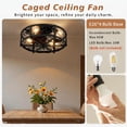 thumbnail image 4 of XYJBHB 20" Farmhouse Caged Ceiling Fan with Light, Bladeless Flush Mount, 6 Speeds, Reversible Motor, Remote Control, E26 Bulb Base, for Living Room Bedroom, 4 of 7