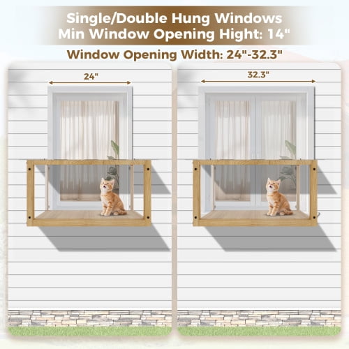 Taoruifang Outdoor Cat House Waterproof Window Cat Perch Catio ,Wood Cat Window Box for