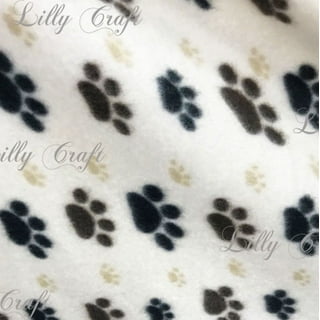 BTY White Green Orange Blue Red Paws Paw Black Cotton Fabric By The Yard  C6206