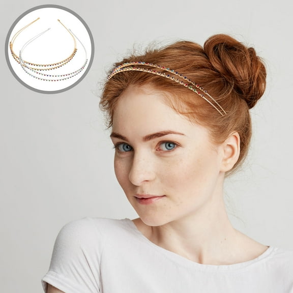 OUNONA Elegant Multi Rhinestone Headband for Wedding and Party Wear 2Pcs
