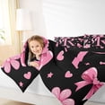 thumbnail image 3 of Erosebridal Pink Bows Girls Twin Comforter Sets,Letter R Monogrammed Bedding Set For Girls Kids,Reversible black,2 Pieces, 3 of 7