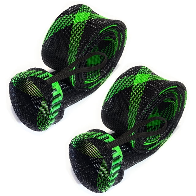 Reaction Tackle Fishing Rod Socks - Fishing Pole Sleeves and Covers for Baitcasting Rods, Spinning Rods Black/Green (Point-Long-5)