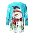 thumbnail image 4 of Bcresic Women's Christmas Snowman Tops Womens Crewneck 3/4 Sleeve Tshrit Cute Xmas Tree Snowflake Graphic Shirts Trendy Festival Printed Tunic Top Fall Basic Tee Casual Blouses,Sky Blue,Small, 4 of 6