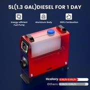 Hcalory Diesel Air Heater, 12V 5KW-8KW All in One Single Hole Adjustable Parking Heater with Gold LCD Switch & Muffler & Remote Control for Car Trucks Boat Bus RV Trailer and Motorhomes