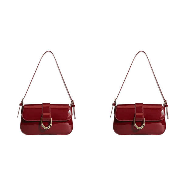 Bolso Hobo Con Hebilla para Mujer Bandolera Informal Citas Diarias () Rojo
