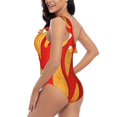 thumbnail image 4 of Gukieu Tortilla chips Print One-shoulder Ruffled One-piece Swimsuit with Removable Chest Pads and Tummy-control Swimsuit for Women-Medium, 4 of 6