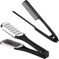 thumbnail image 1 of wonima44 Chengu 2 Pcs Boar Bristle Brushes - Double Sided Clamp Brush and Flat Iron Comb for Straightening Knotty, Unkempt Hair (Black White, Black), 1 of 1